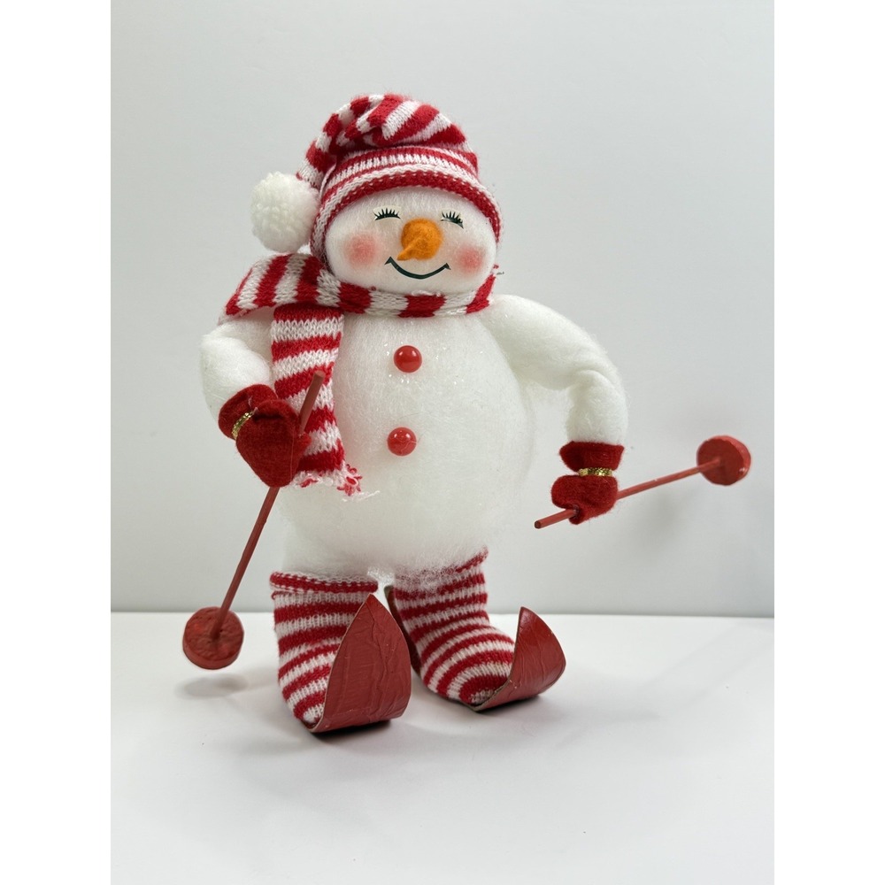 Vintage Styrofoam Snowman Skiing 10" Taiwan Christmas Decoration